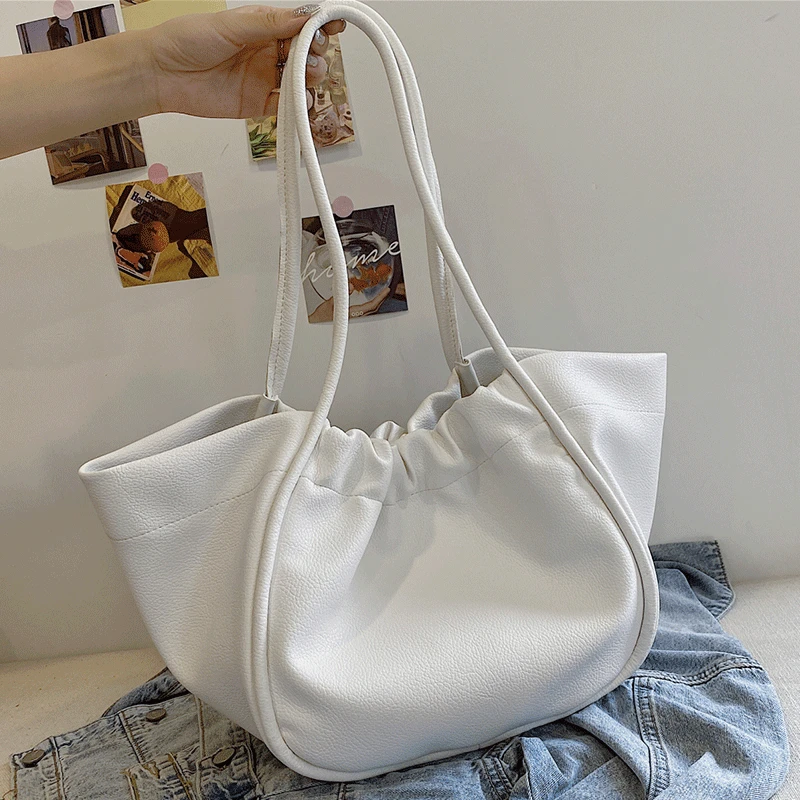 

Large-capacity Handbag Women Leather Shoulder Bags Simple Hobos Bag Ladies Fashion Casual Travel Tote Bags Vintage Hand Bag Sac