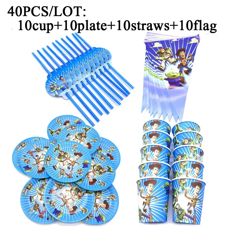 beipanxiqi-40pcs Дисней Вечеринка История игрушек поставки дети день рождения принадлежности Бумага 20 стаканов+ 20 тарелок декор мальчик семья вечерние одноразовые посуда набор - Цвет: beipanxiqi-40pcs