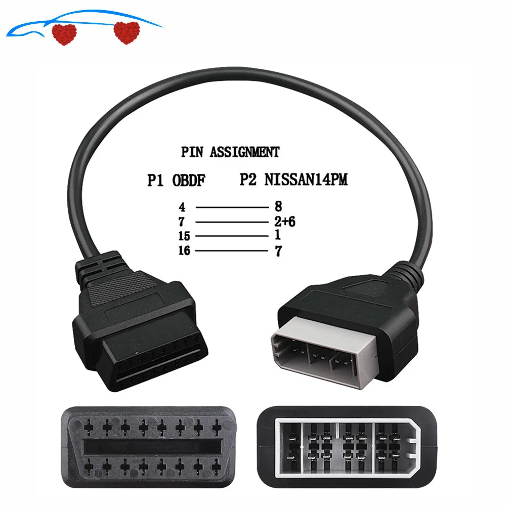 OBD2 Кабель адаптер для NS 14 контактный to OBD OBDII 16 Pin гнездовой разъем