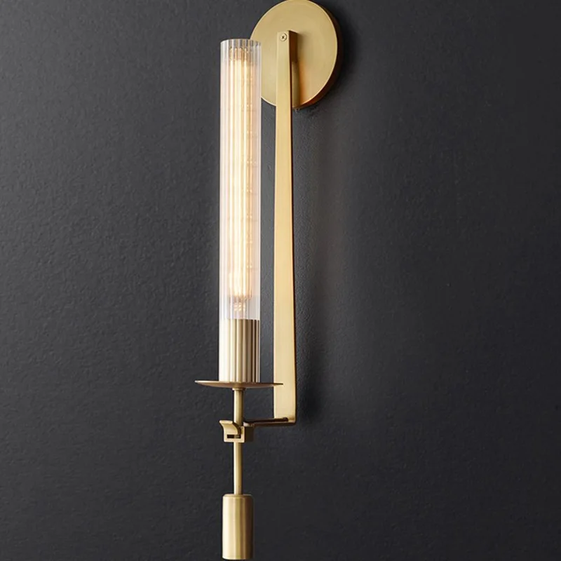 

Modern Wall Lamp Minimalist Creative Living Room Postmodern All Copper Nordic Designer Corridor Light Luxury Lighting Fixtures