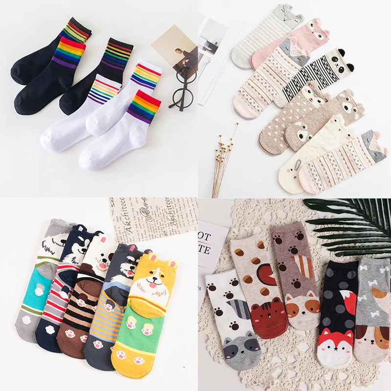 

1 пар красивых детских носков с изображениями женские носки для малышей; Модные дышащие хлопковые носки с изображением животных, высокое ка...