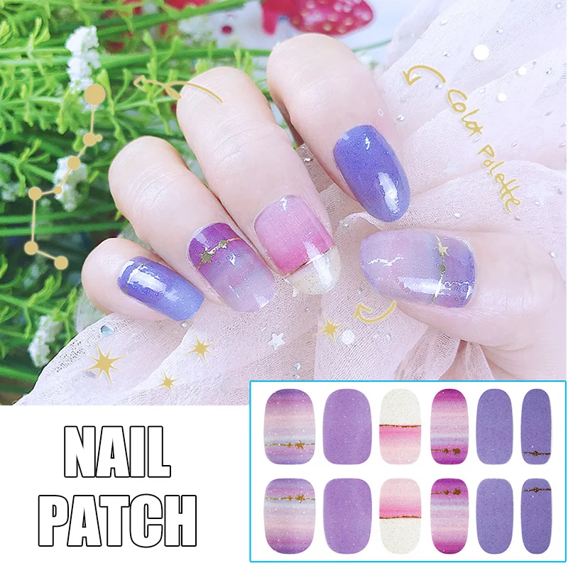 С изображением луны и звезд градиент ногтей Стикеры бронзового цвета полное