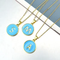 2021 new ladies stainless steel chain 26 letter necklace blue dripping letter pendant ladies anniversary a z surname gift