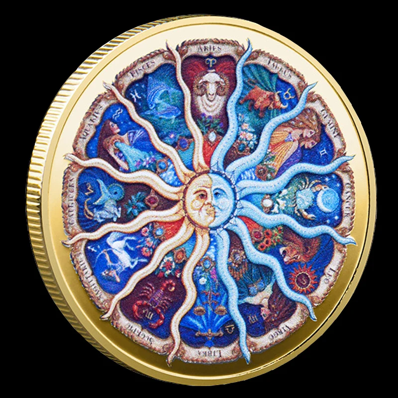 

Twelve Constellations Soiuvenir Gift Gold Plated Collectibles Commemorative Coin