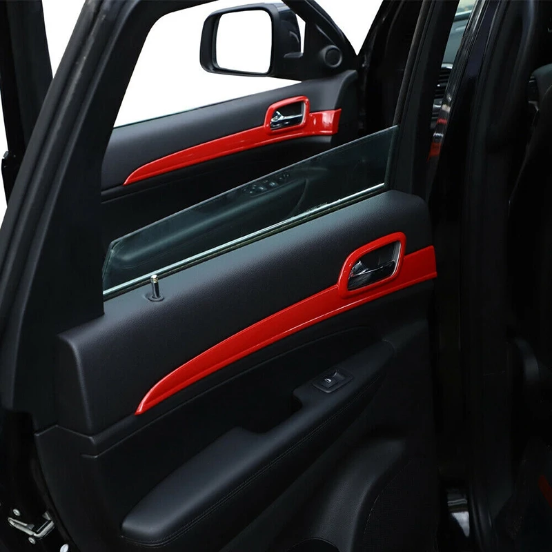 

for Jeep Grand Cherokee 2011-2020 Red Inner Door Handle Panel Strip Cover Decor Trim Interior Accessories