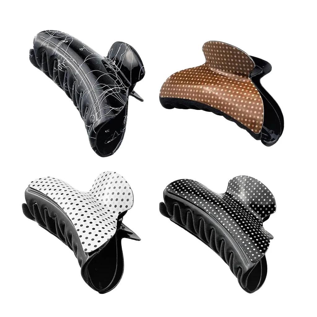 

Women's Dots Large Hair Claw Clamp Clips Grips Makeup Tools Shower Bath