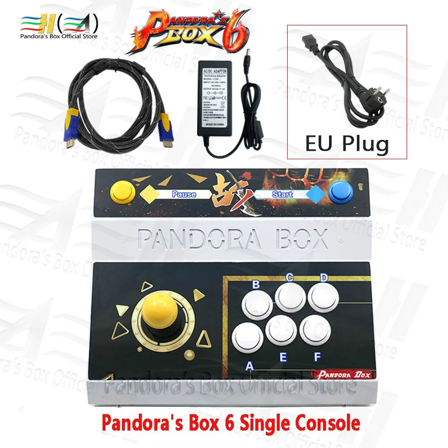 PB6 single EU plug Pandora Box 6 1300 в 1 одна консоль аркадная игровая машина джойстик может добавить 3000 FBA MAME PS1 Игры 3d tekken Mortal Kombat - Цвет: PB6 single EU plug