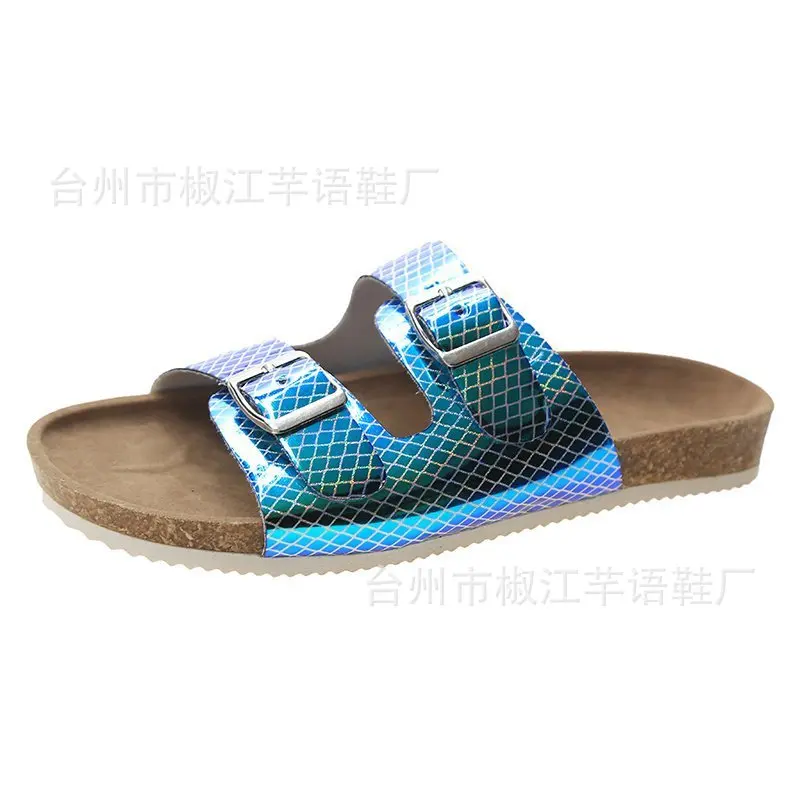 

2021 Colorful Fashion Women's Slippers Large Size Foreign Trade European and American Leisure Slippers