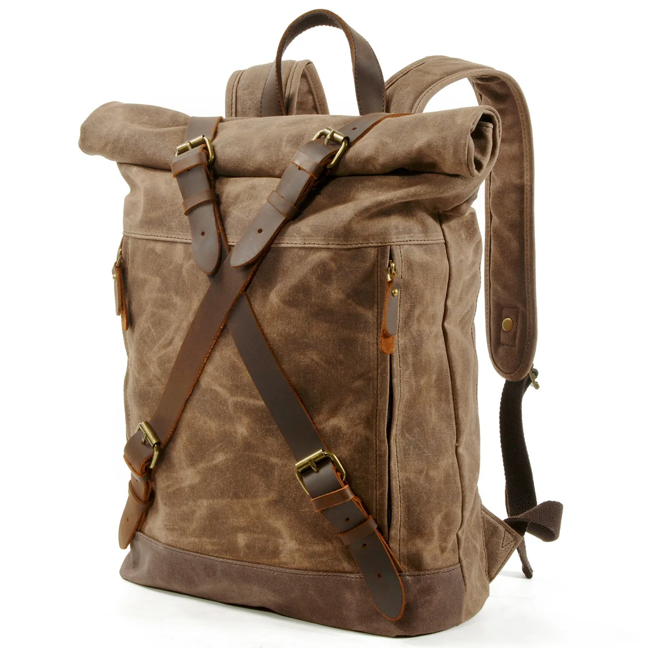 Backpack Men's Outdoor Travel School Bag Oil Wax Canvas Anti-theft Computer Backpack Waterproof Mountaineering Bag Male