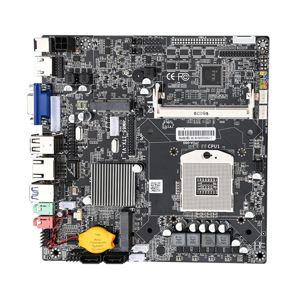 HM65 Motherboard ITX Integrated Mainboard Up to 8GB DDR3 CPU support i3/i5/i7 built in 1 MPCIE supports WiFi Portable Mainboard