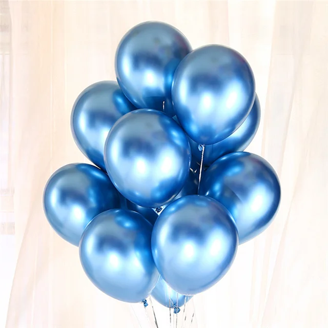 Blue 10 шт. 12 дюймов новые хромированные металлические латексные шары толстые металлические шары надувные гелиевые шары украшения для дня рождения - Цвет: Blue