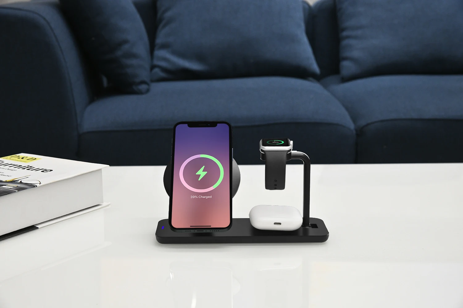 

15W 3 In 1 Wireless Charger Stand Dock for IPhone 12 11 X Pro Max Headphone Charger for Apple Watch Airpods Pro Micro USB Type C