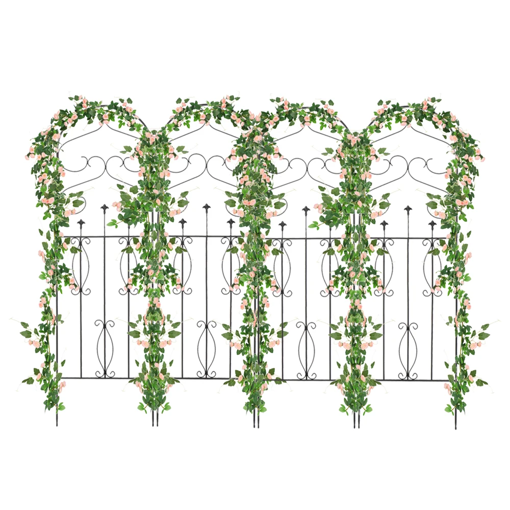 

4pcs Rustproof Iron Garden Trellis 60x18in for Potted Plants Lattice Climbing Rose Vine Flower Cucumber Clematis Arched Top