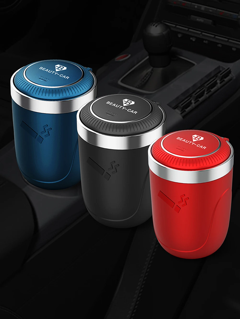 

Car Ashtray with LED Light Push Type Auto Vehicle Cigarette Ashtray Auto Vehicle Cigarette Ashtray Holder Interior Decoration
