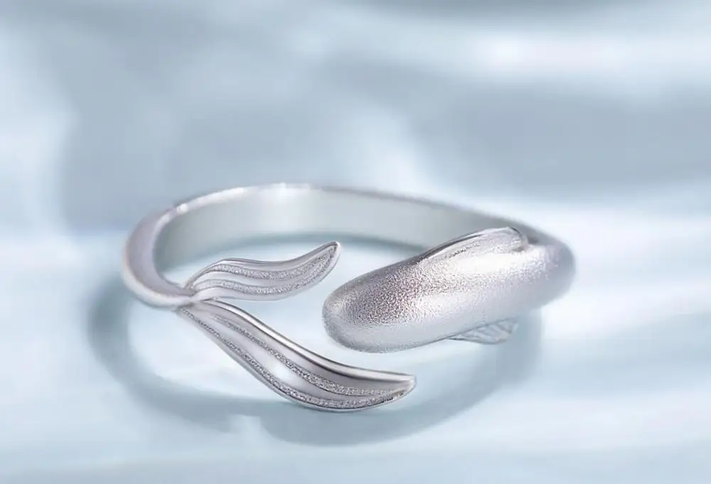 female rings Thaya S925 Sterling Silver Ring Lively Meandering Fish High Quality Jewelry Rings For Women Lovers Gift - Цвет камня: female rings
