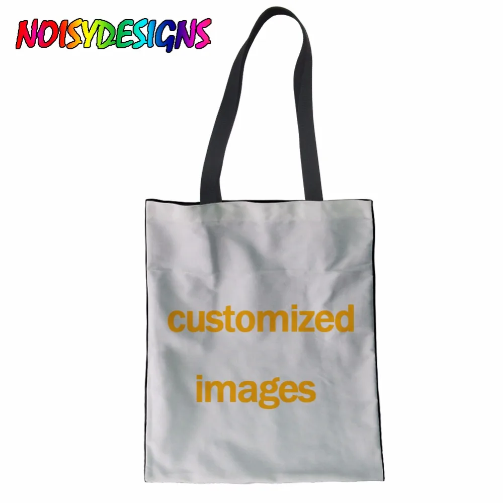 

NOISYDESIGNS Customized Printing Canvas Handbag Tote Foldable Shoulder Bags Clutch Bag Girls Women Bag Mochila Mujer Custom