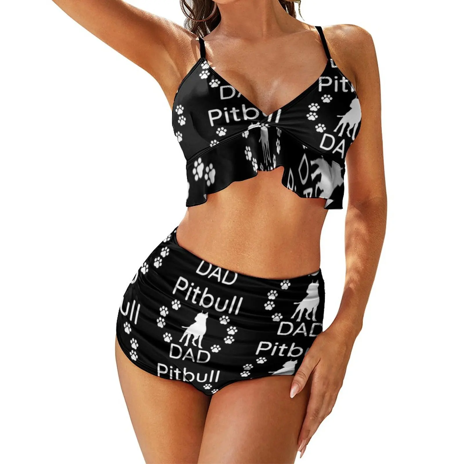 

Pit Bull Bikini Swimsuit Sleeveless Fashion Multicolor Swimwear Surf 2 Piece Big Chest Bathing Suit