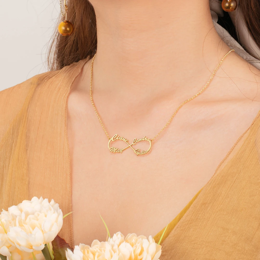 JewelOra DIY 4 имени персонализированные ожерелья 925 пробы серебряные с буквой
