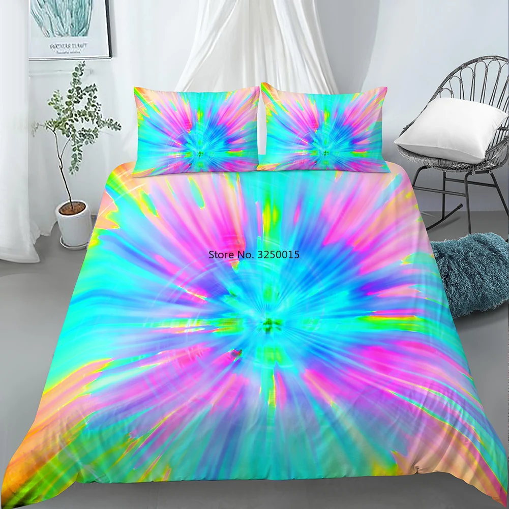 

3D Tie Dye Colourful Bedding Set Soccer Duvet Cover with Pillowcase Shame Twin Kids Polyester Comforter Cover Queen King Size