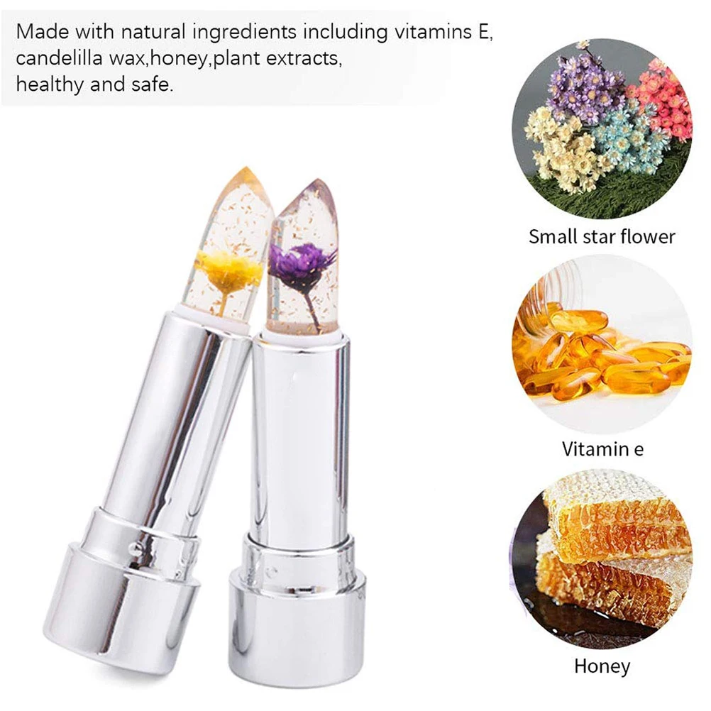 3 шт. губная помада Кристальный цветок желе питательный увлажняющий бальзам для