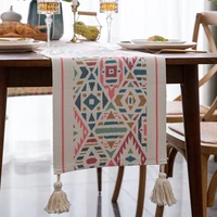 bohemia table runner stripe plaid table runner with tassels long strip table cloth dinning home hotel table cover