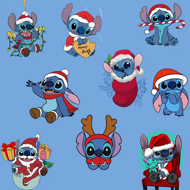 

Merry Christmas Disney Lilo & Stitch Cartoon Heat Transfer Stickers for Women Kids T-shirt Iron-on Patches for Girls Clothing