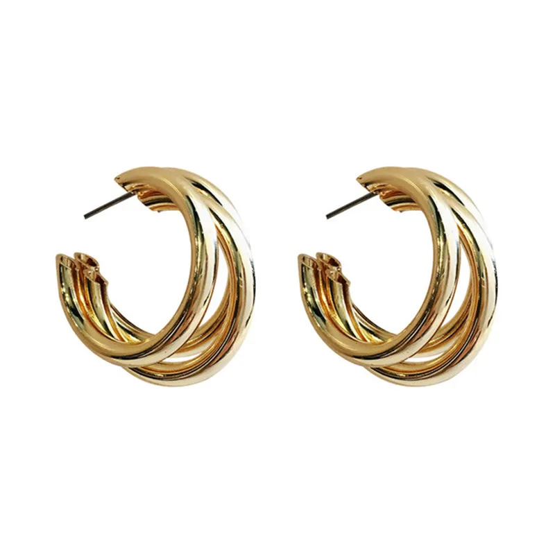 

Trendy Fashion Metal Elegant Hoop Earring Women New Vintage Gold Color Cheap Korean Statement Earrings Accessories