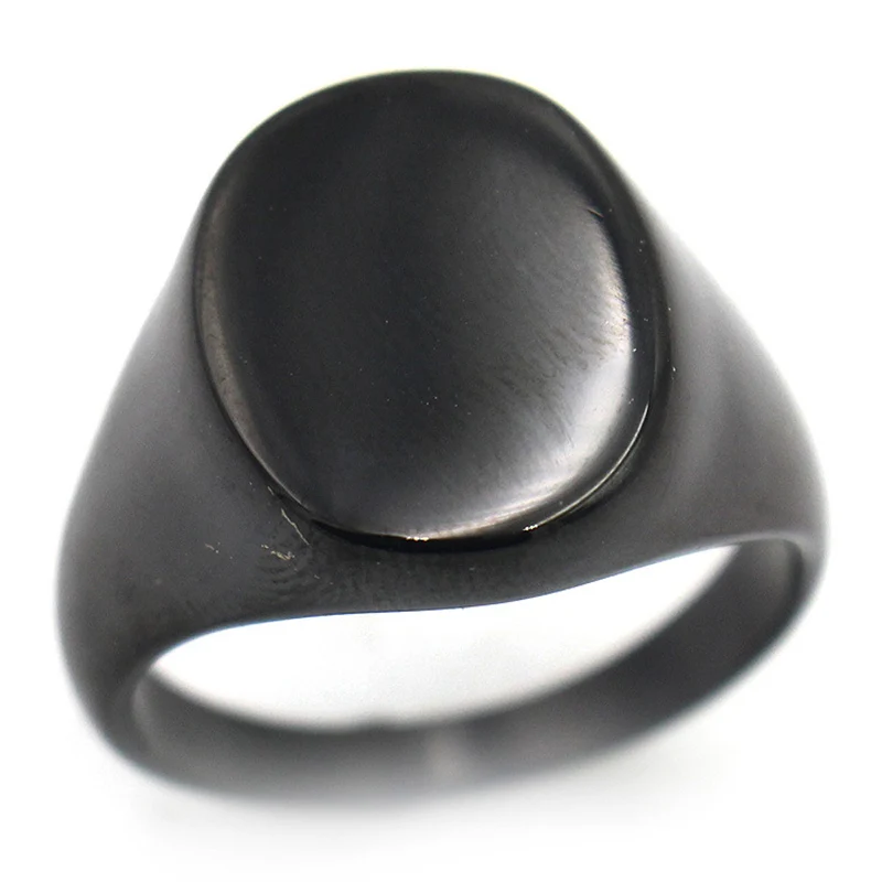 Модные гладкие круглые кольца из нержавеющей стали черного цвета в стиле панк