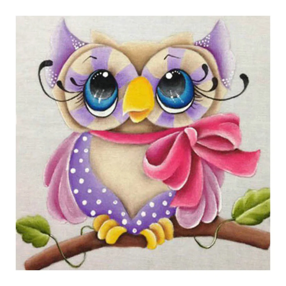 Алмазная живопись в виде совы мультяшное животное детская круглая мозаика 5D для