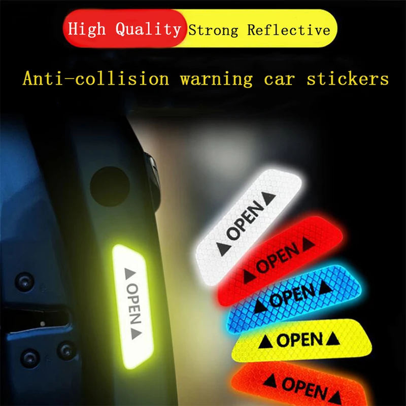 2020 4pcs Car door safety anti-collision warning reflective stickers OPEN long-distance decorative | Автомобили и мотоциклы