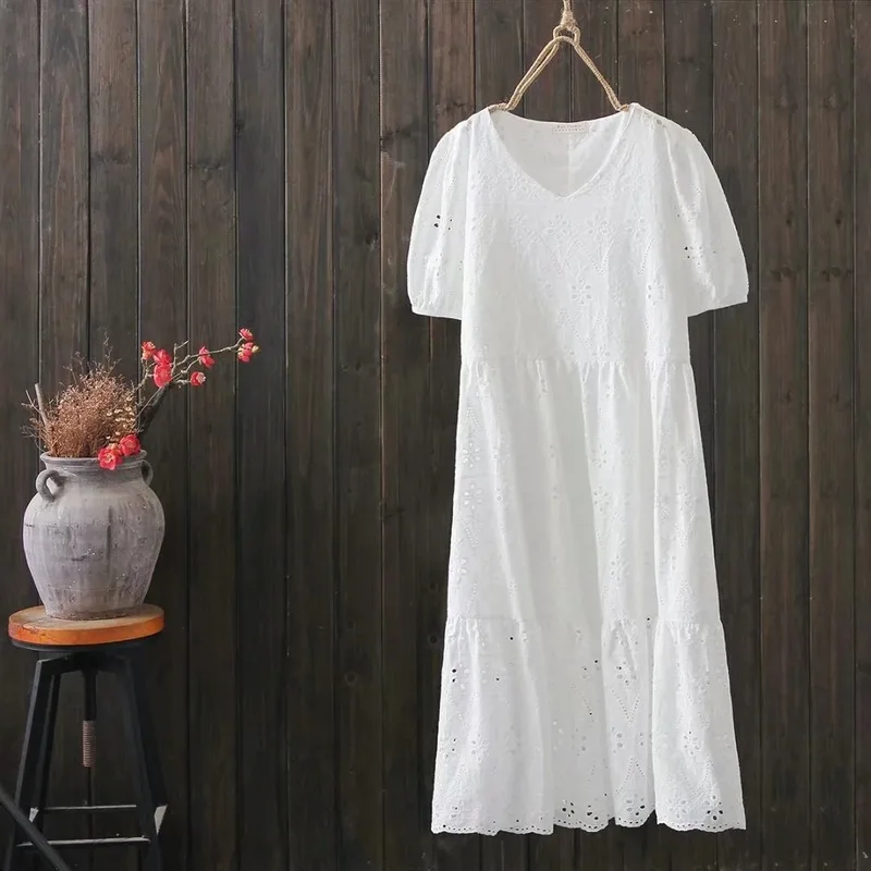 Женское летнее платье с v-образным вырезом и коротким рукавом | Женская одежда