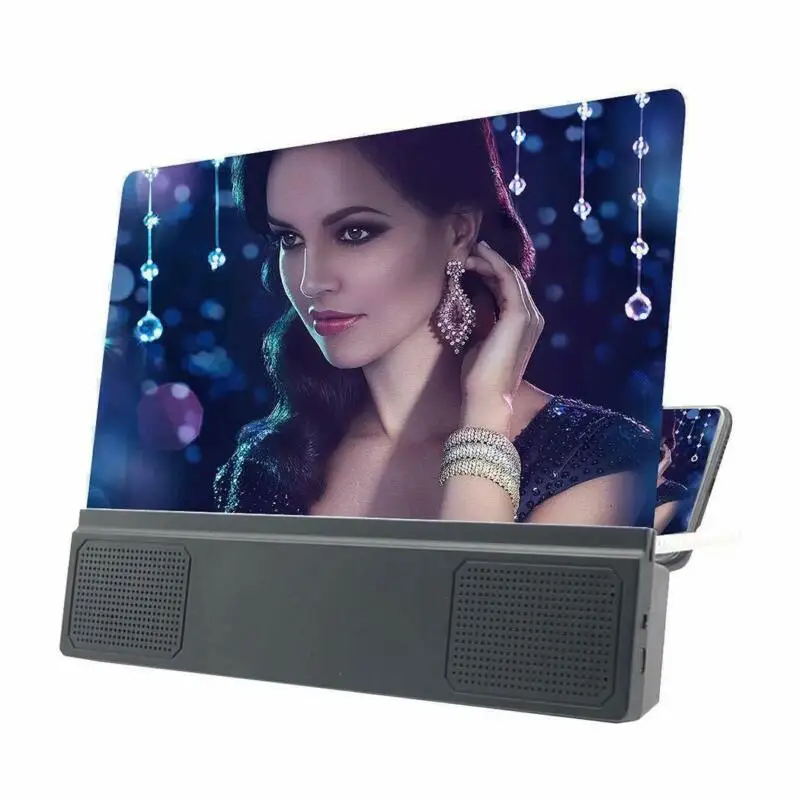 12 Inch Universals Phone Screen Magnifiers 3D HD Video Screen Amplifier Folding Mobiles Phone Desktop Bracket With Holder