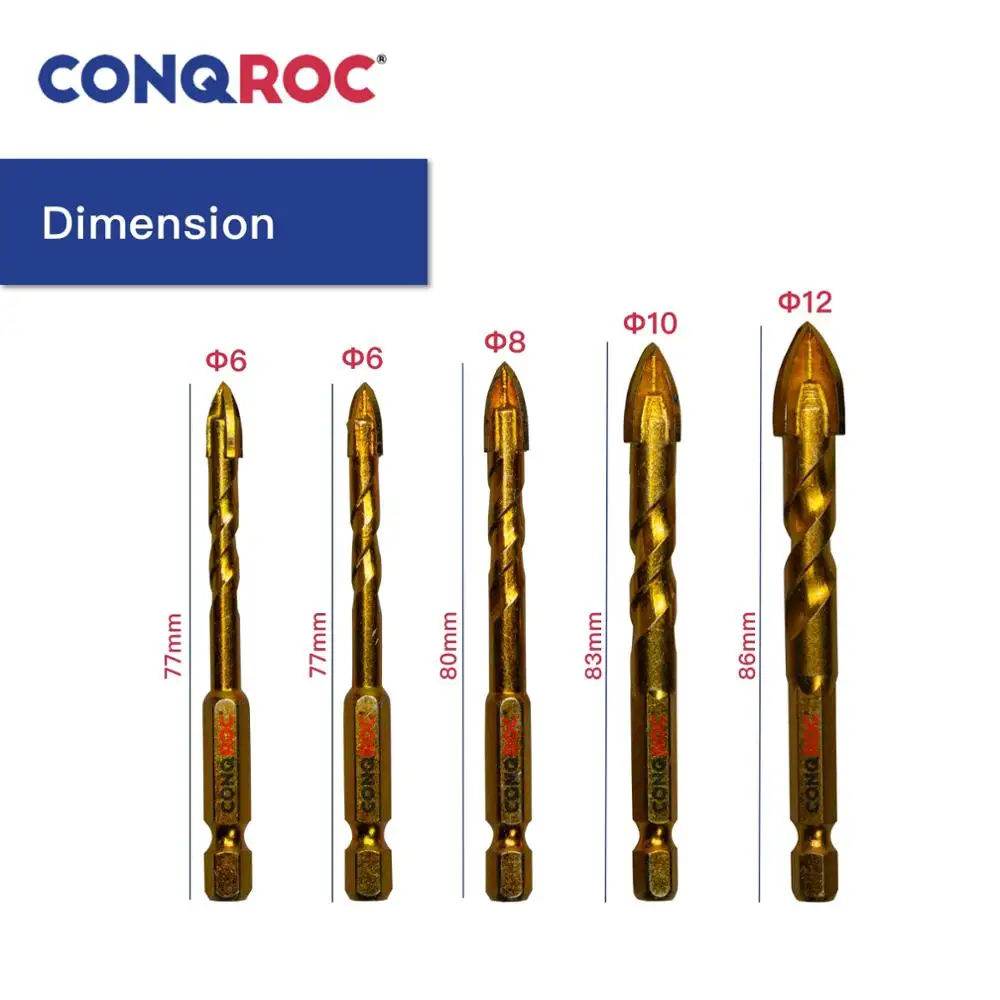 Набор сверл YG8 из зеркального стекла с титановым покрытием комплект 5 насадок