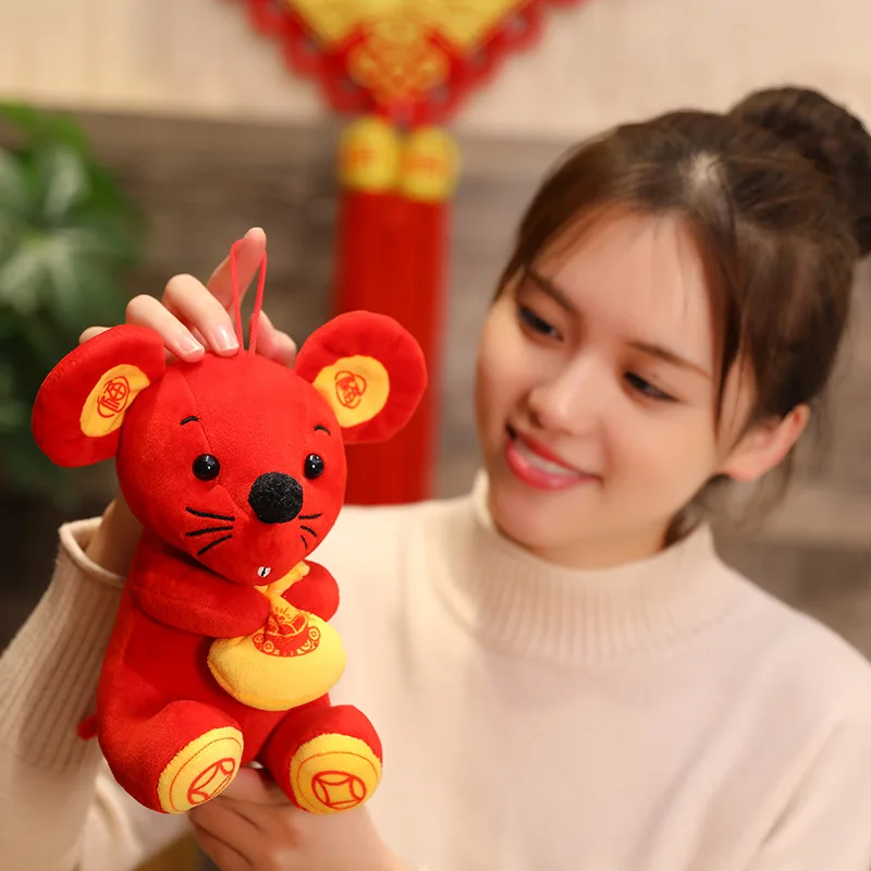 1 шт. китайский новый год высокое качество красная плюшевая мышь супер мягкая