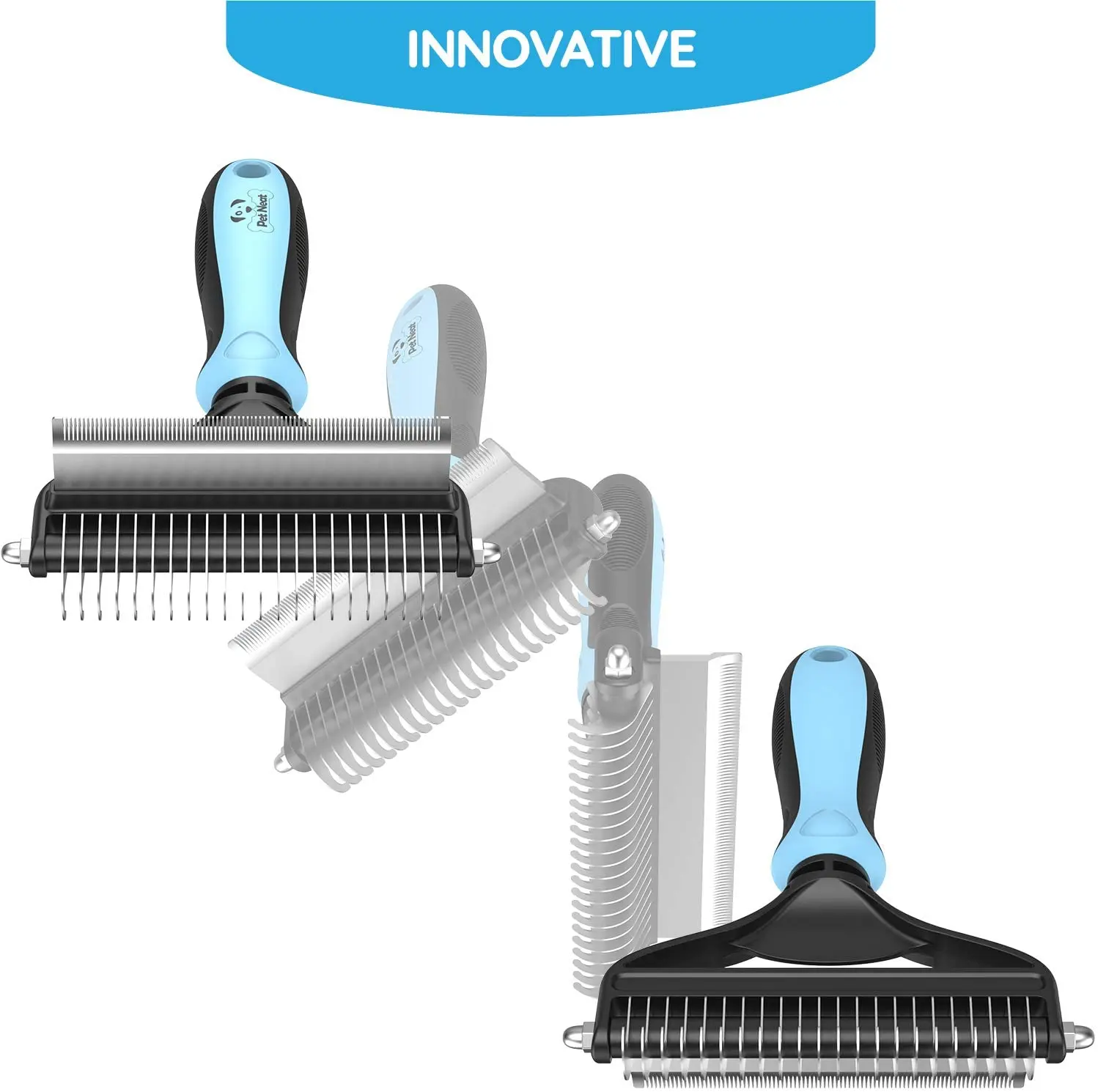 

Pet Neat Dog Brush and Cat Brush 2 Sided Pet Grooming Tool for Deshedding Mats Tangles Removing No More Nasty and Flying Hair