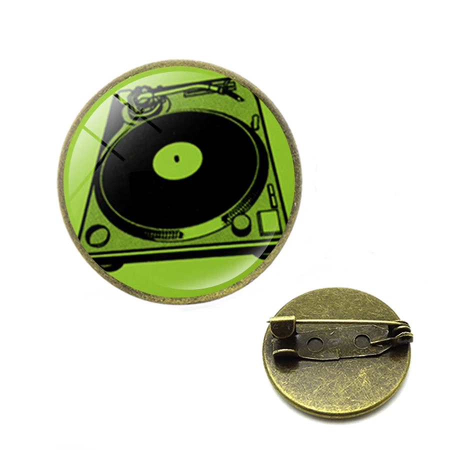 Винтаж виниловых пластинок граммофон Броши Стекло кабошон броши на булавке для