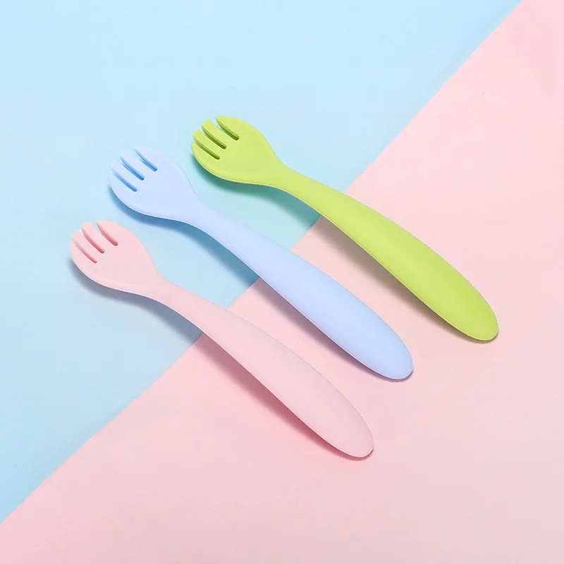 

TYRY.HU Baby Silicone Fork Silicone Baby Feeding Spoon Organic Soft Tip Spoon BPA Free Food Grade Silicone Spoon Toddlers Gifts