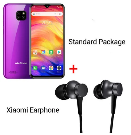 Смартфон Ulefone Note 7, 3500 мАч, 19:9, четырехъядерный, 6,1 дюймов, экран в виде капли воды, 16 Гб ПЗУ, мобильный телефон WCDMA, мобильный телефон Android 9,0 - Цвет: purple N Earphone