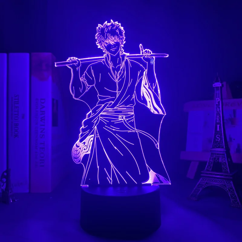 

Светодиодный ночсветильник Gintama Gintoki Sakata для спальни, декоративный красочный ночсветильник, Аниме подарок Gintama 3d лампа Gintoki Sakata