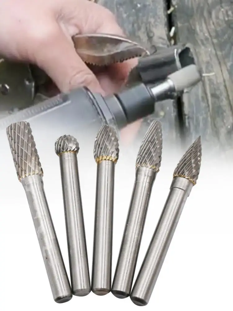 5 шт./компл. 8 мм Шлифовальная головка из карбида вольфрама Вращающаяся насадка