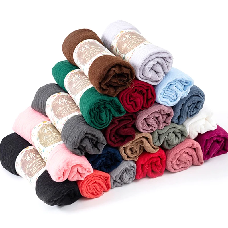 

1Pcs Women Long Scarf Wrap Scarves Vintage Cotton Linen Large Shawl Hijab Elegant Solid