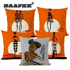 Модная декоративная наволочка в африканском стиле для девушек, наволочка для гостиной, дивана, подушка в национальном стиле 45x45 см, Высококачественная льняная