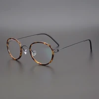 luxury titanium glasses frame men women round myopia prescription optical eyeglasses frame male retro denmark screwless eyewear