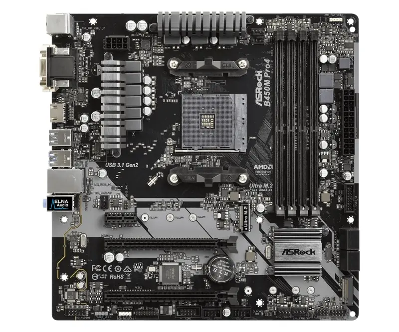Плата материнская Asrock B450M PRO4 AM4 AMD B450 mATX BOX | Компьютеры и офис