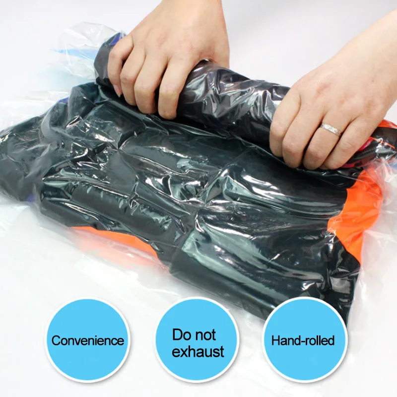

4Sizes Rolling Type Vacuum Compression Bag for Clothes Storage Finishing Package Travel Package Save Space Organizer Supplies