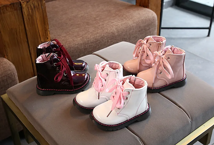 JUSTSL Autumn Winter Children's Martin Boots Girls Boys Short Boots Baby Kids Plus Velvet Waterproof Cotton Shoes