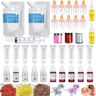 Набор для самостоятельной сборки блеска для губ, увлажняющий прозрачный базовый гель для губ, 200 мл, с тюбиком для блеска для губ, пигментная пудра, с блестящим ароматом, ароматизатор