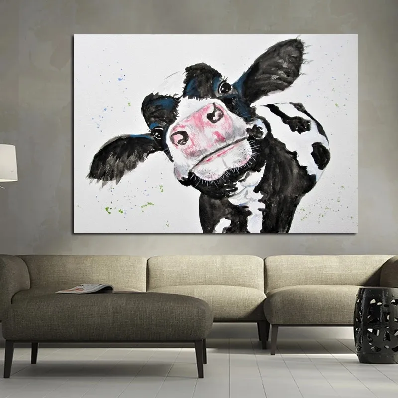 

Art Poster Animal Black And White Cow Canvas Painting Art Print Canvas Painting Decoration Picture For Living Room