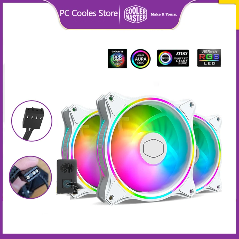 Cooler Master MF120 HALO White edition 3 в 1 комплект 5В/3PIN ARGB Вентилятор охлаждения процессора 120 мм