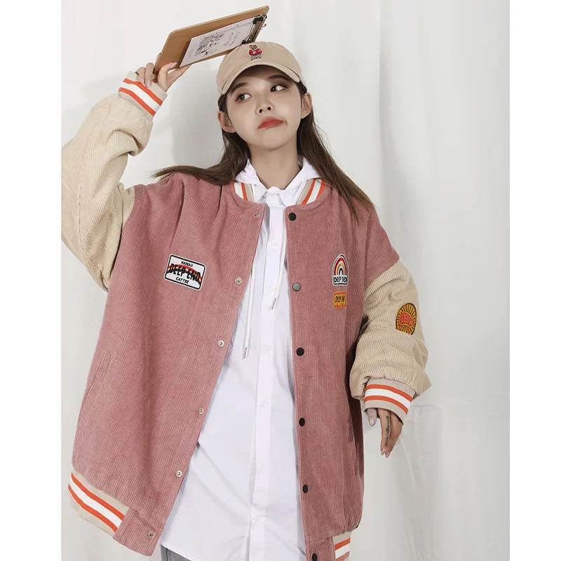 

Spring and Autumn Trendy Corduroy Baseball Jacket Woman Jacket Coat Women Winter Clothes Women Korean Coats Women Retro Clothes